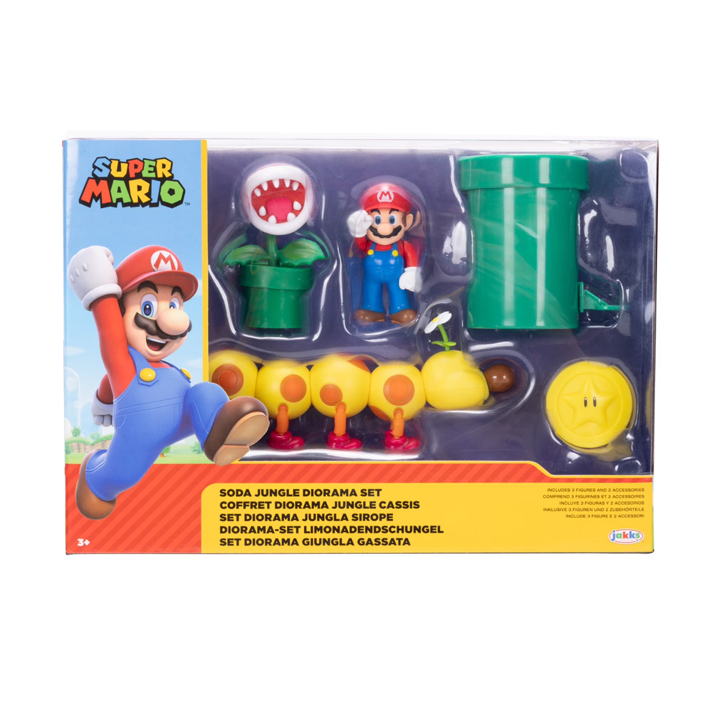 Nintendo Super Mario Soda Jungle Diorama Playset w/ 3 Action Figures Set New